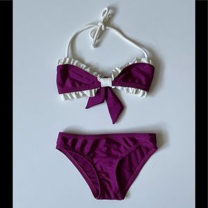 Eberjey Girls’ Purple Bikini with White Ruffles